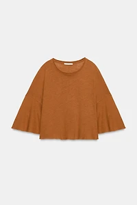 COTTON AND LINEN CAPE T-SHIRT