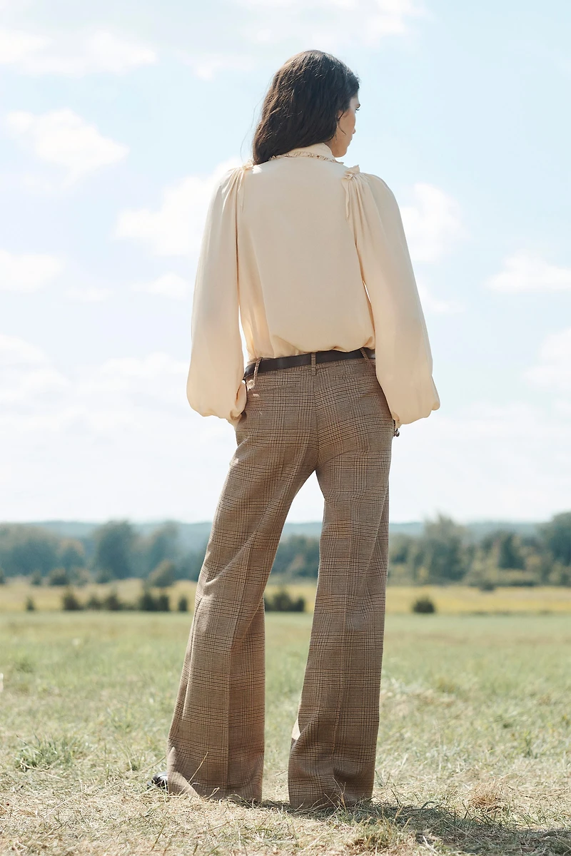 LIMITED EDITION WOOL PLAID FLARE PANTS