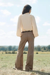 LIMITED EDITION WOOL PLAID FLARE PANTS