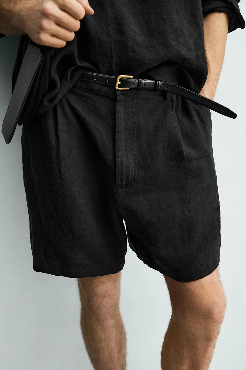 SHORT RELAXED FIT 100% LIN
