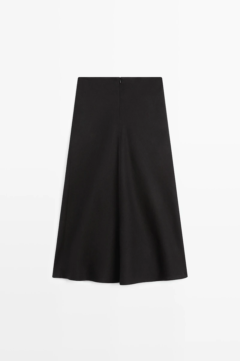 Straight linen midi skirt