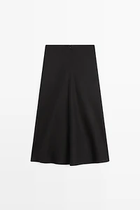 Straight linen midi skirt