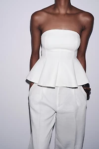 INTERLOCK PEPLUM TOP