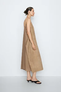 Suede leather combined dress - STUDIO