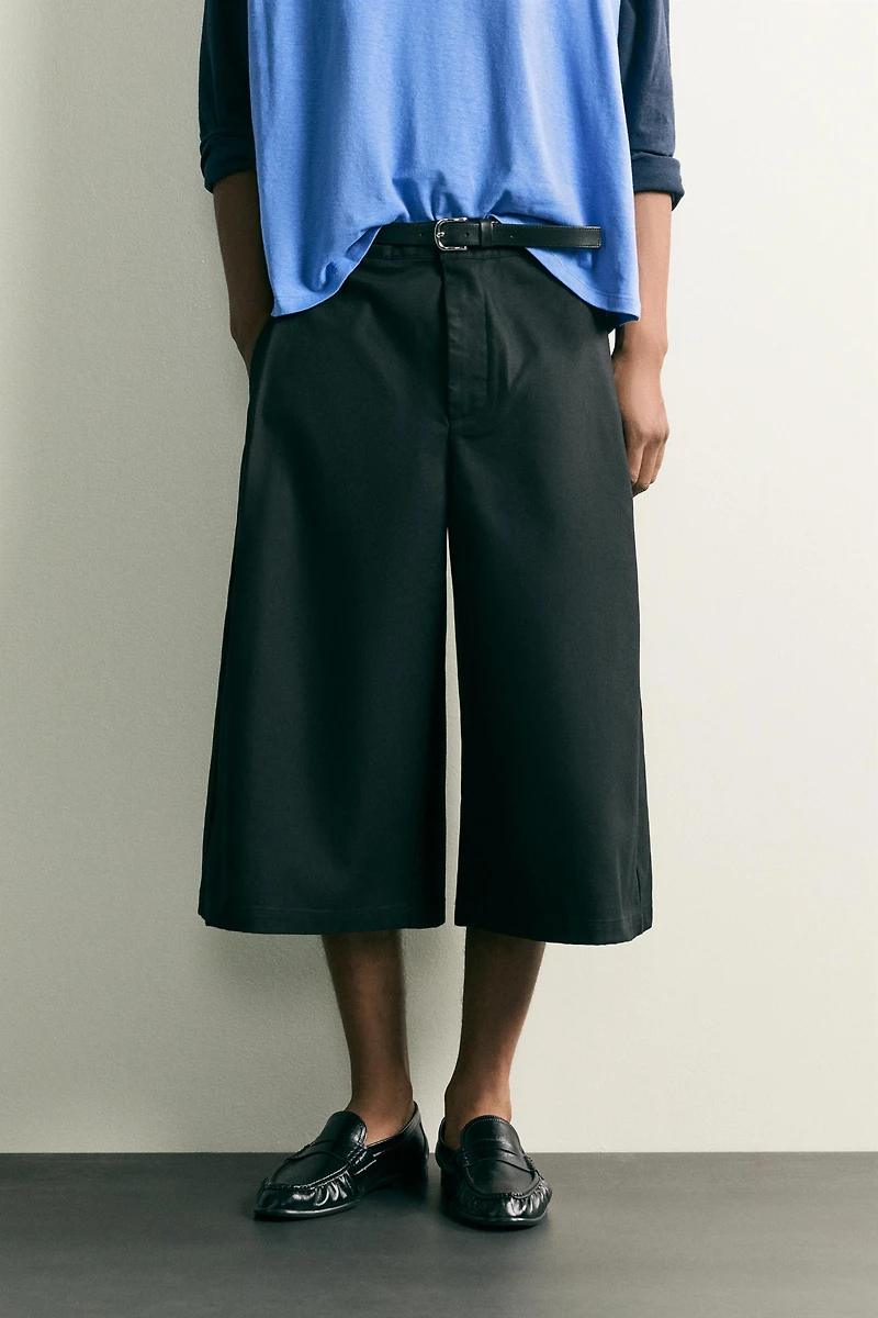 RELAXED FIT CULOTTE PANTS WITH SIDE PLEATS