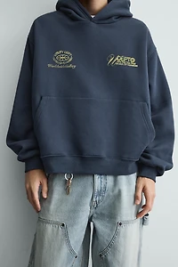 WASHED PRINTED TEXT SWEATSHIRT