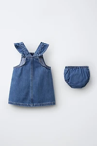 DENIM RUFFLE PINAFORE SET