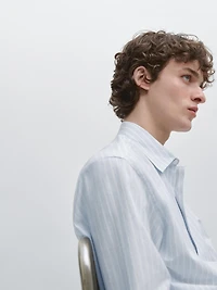 Cotton blend regular fit striped shirt