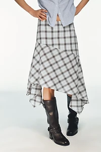 ASYMMETRIC PLAID SKIRT