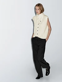 Veste sans manches écharpe 100 % laine