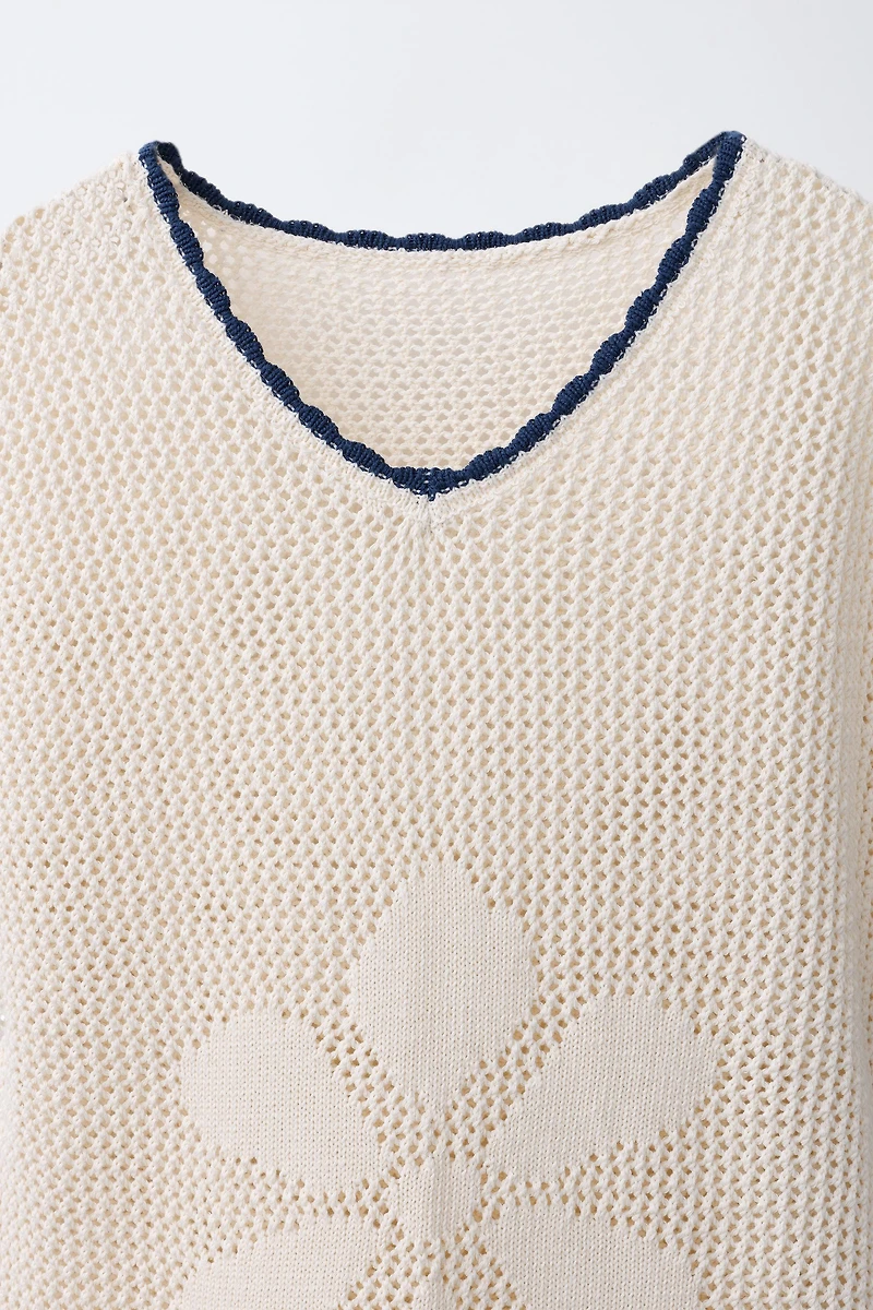 FLORAL CROCHET KNIT KAFTAN