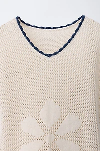 FLORAL CROCHET KNIT KAFTAN