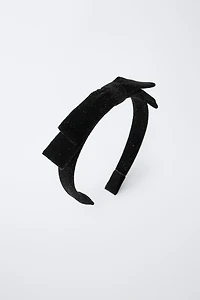 VELVET BOW SHINY HEADBAND
