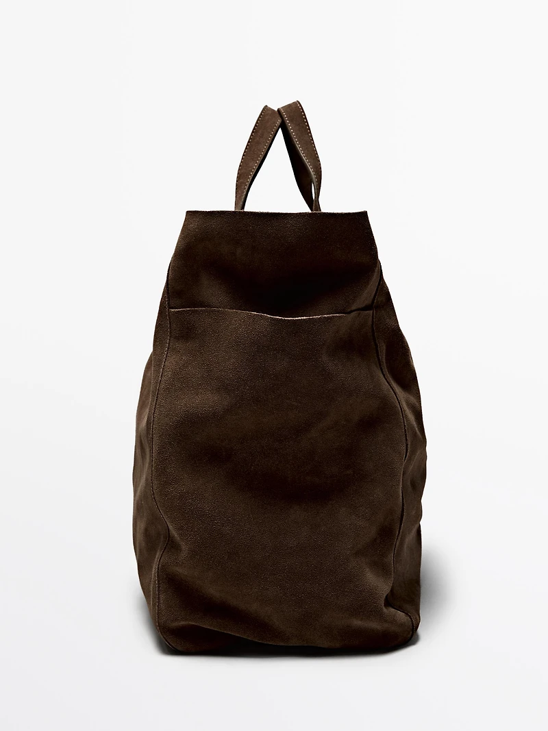 leather and split maxi shopper bag