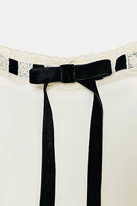 CHEMISE EN CRÊPE GEORGETTE AVEC DENTELLE ET NŒUD