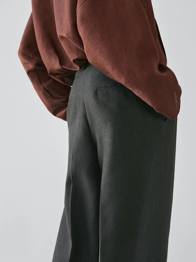 Flowing linen suit trousers