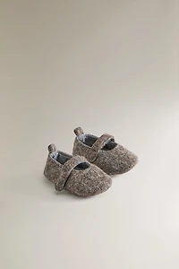 WOOL EFFECT BALLERINA SLIPPERS