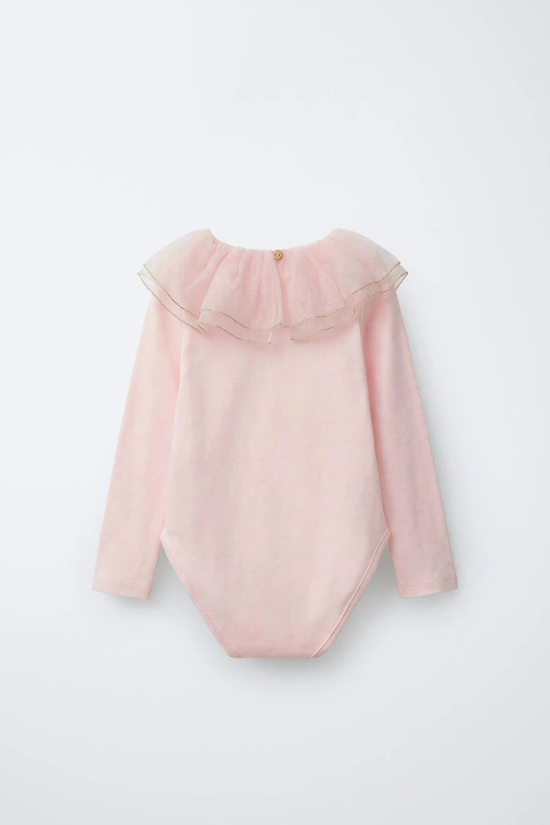 DOUBLE TULLE COLLAR BODYSUIT