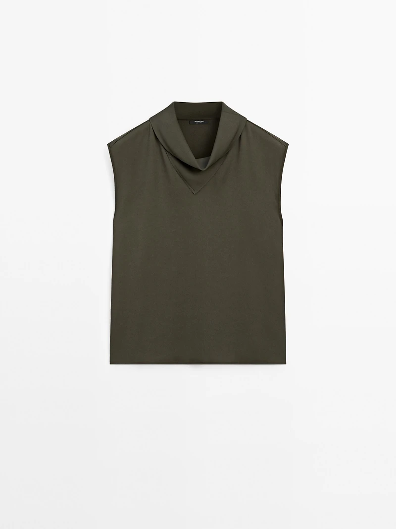 Flowing blouse with draped neck detail