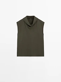 Flowing blouse with draped neck detail