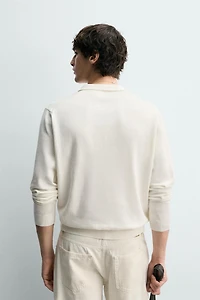 COTTON LINEN BLEND KNIT POLO SHIRT