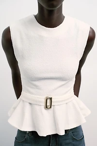 TOP PÉPLUM BOUCLE À