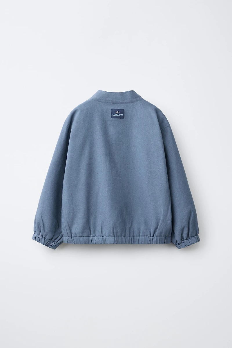 COTTON LINEN BOMBER JACKET