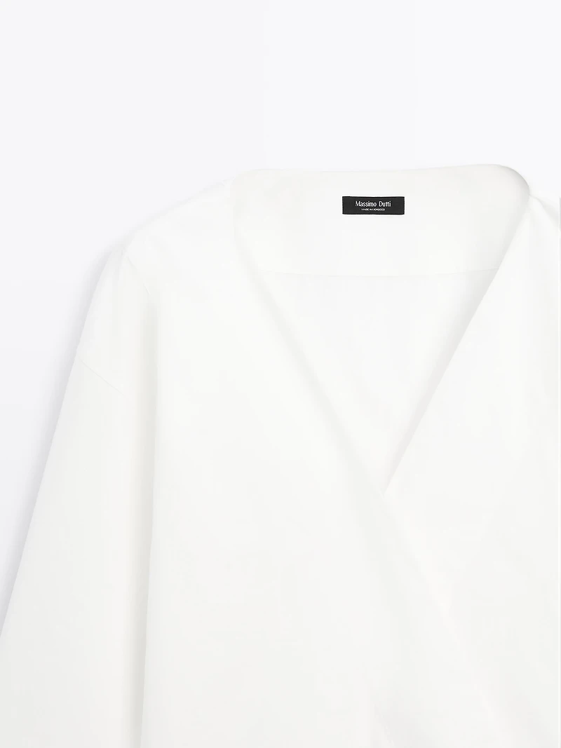 Blouse cache-cœur 100 % coton
