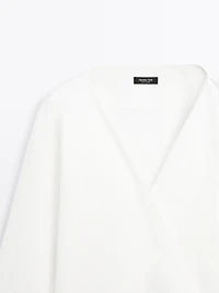 Blouse cache-cœur 100 % coton