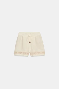 EMBROIDERED ELASTIC WAIST SHORTS