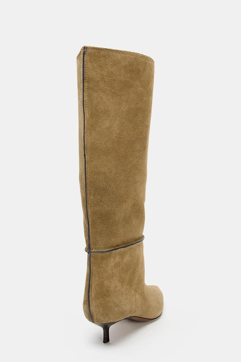 SPLIT LEATHER TOPSTITCHING BOOTS