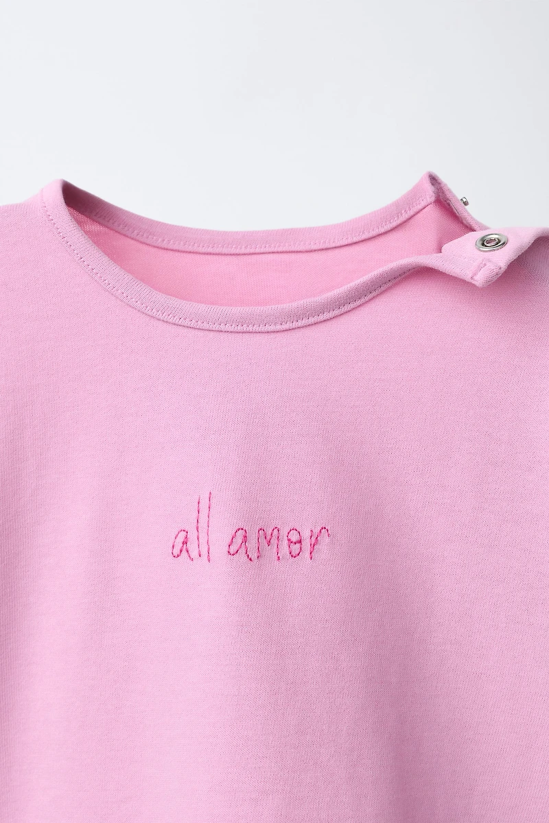THREE-PACK OF T-SHIRTS WITH HEARTS AND EMBROIDERED TEXT