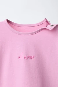 THREE-PACK OF T-SHIRTS WITH HEARTS AND EMBROIDERED TEXT