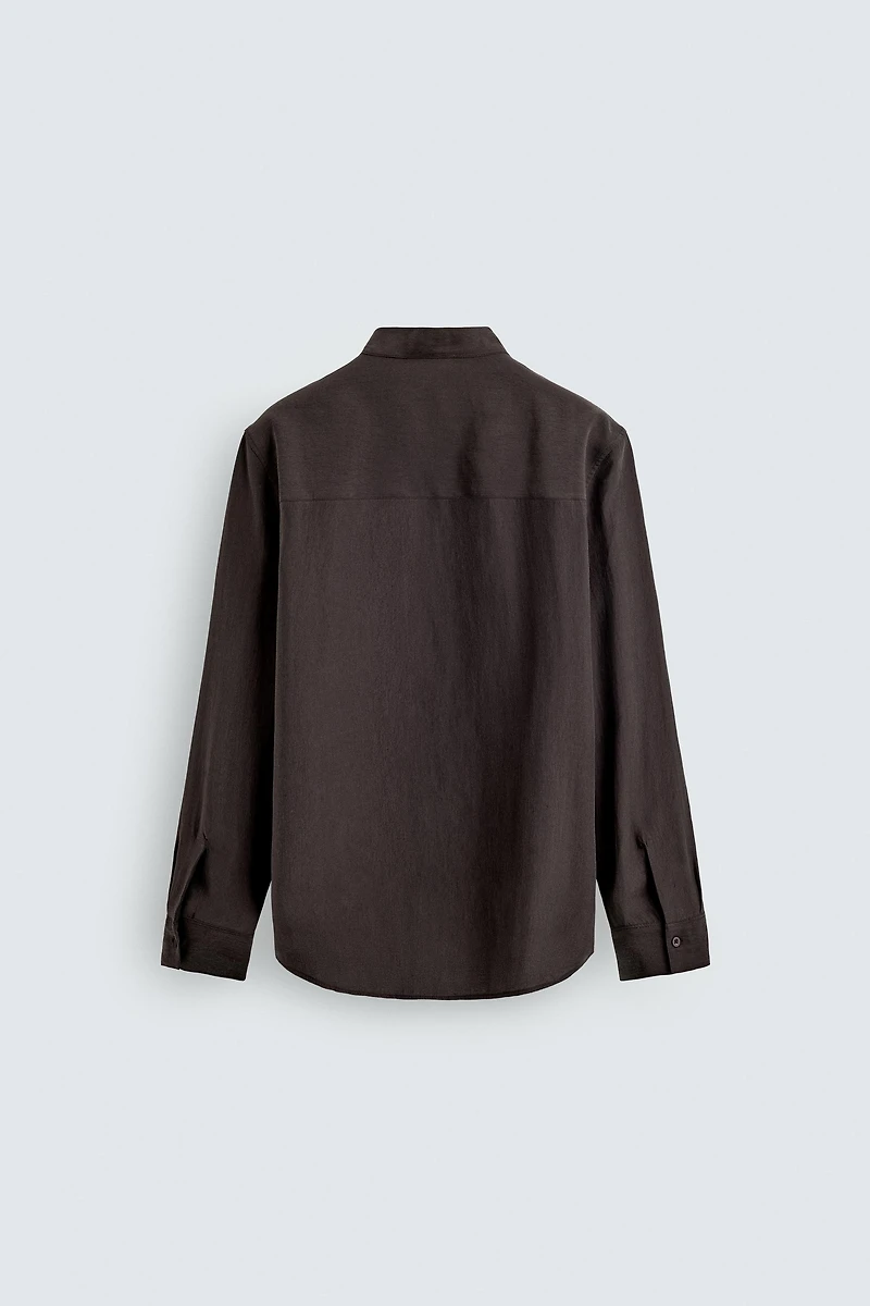 FLOWY BAND COLLAR SHIRT