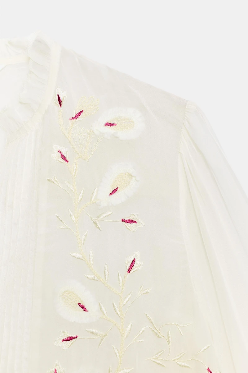 ZW COLLECTION EMBROIDERED ORGANZA SHIRT
