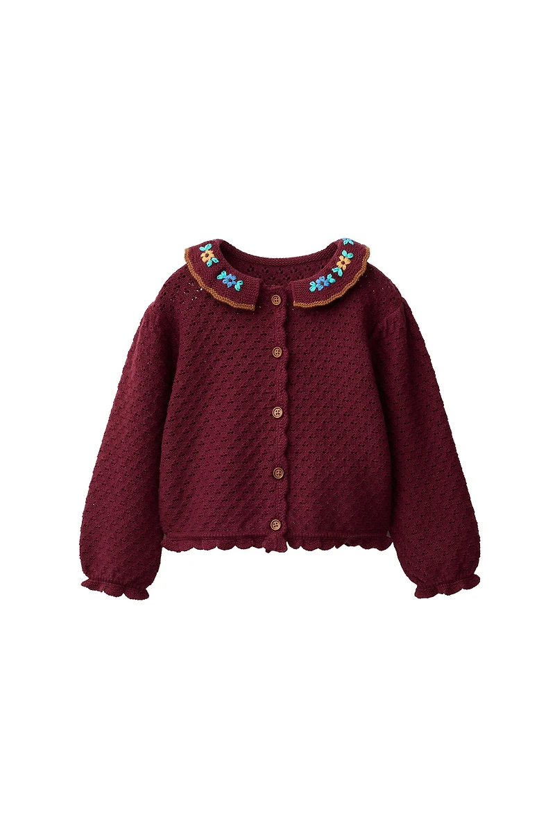 COTTON-LINEN EMBROIDERED CARDIGAN