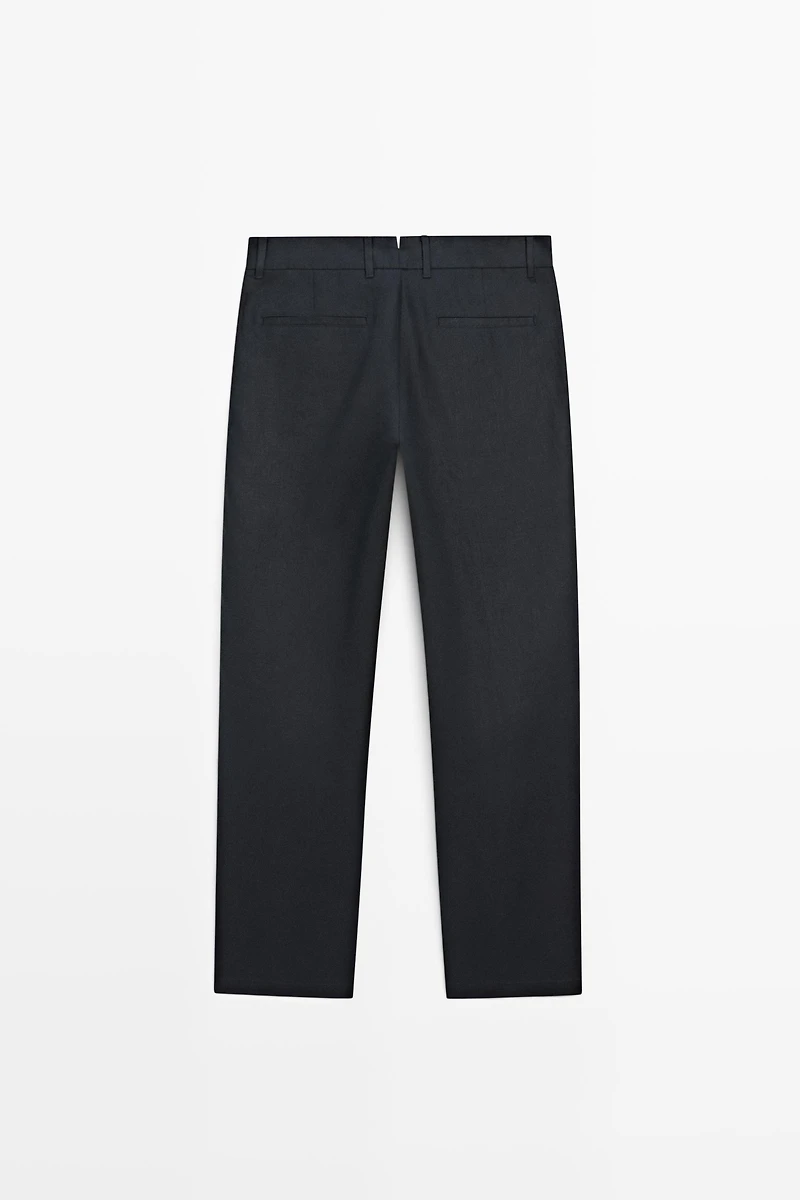 Pantalon tapered 100 % lin