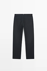 Pantalon tapered 100 % lin