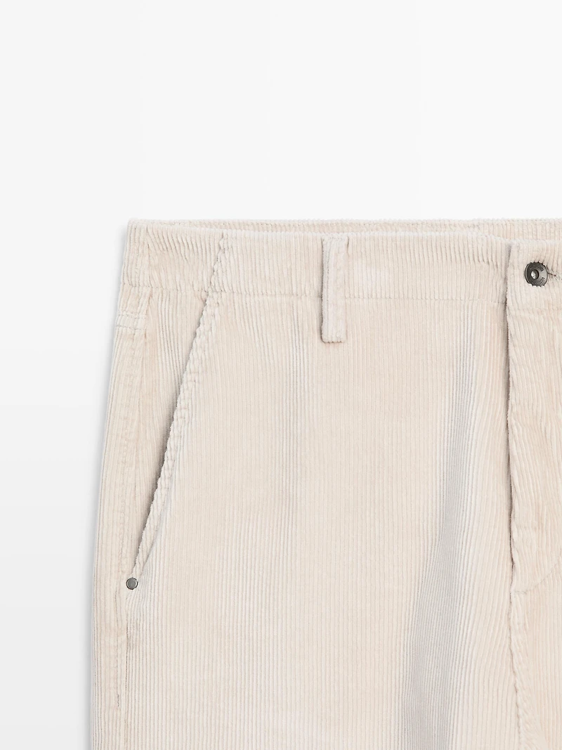 Relaxed fit corduroy denim-effect trousers