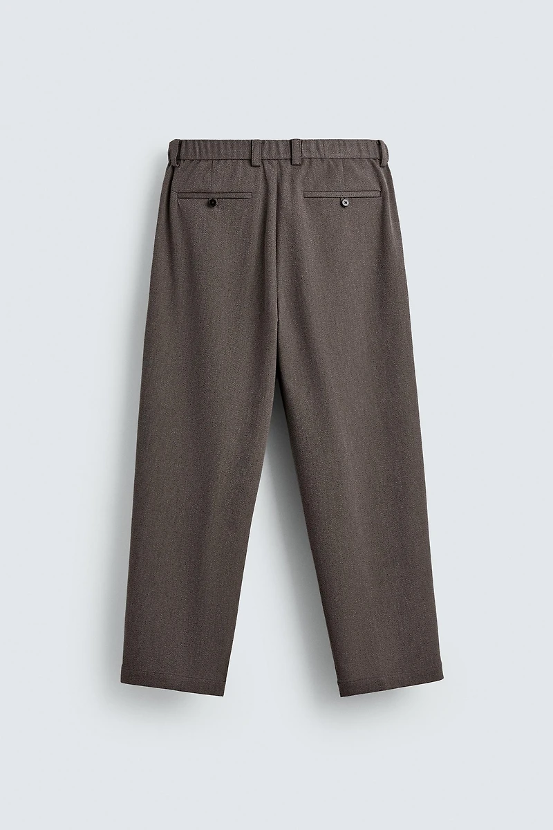 RELAXED FIT TEXTURED SUIT WIDE-LEG PANTS