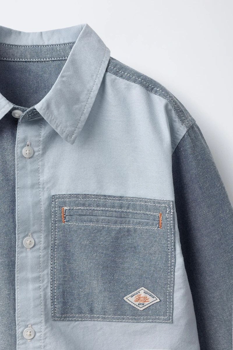 CHEMISE PATCHWORK OXFORD POCHE