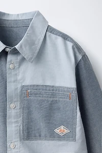 CHEMISE PATCHWORK OXFORD POCHE