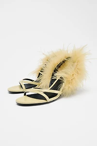 FEATHER METALLIC HEELED SANDALS
