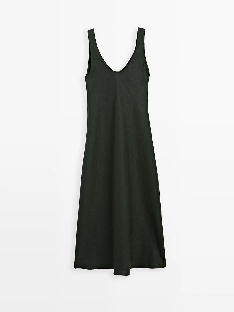 100% linen midi dress