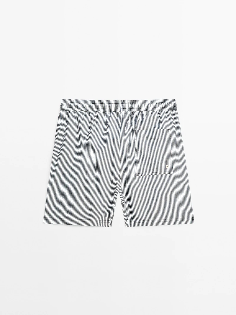 Striped seersucker swimming trunks