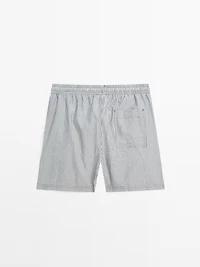 Striped seersucker swimming trunks