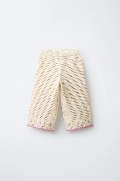 CROCHET KNIT FLORAL CULOTTES