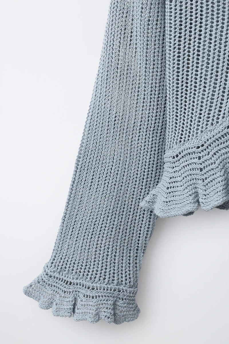 RUFFLED KNIT CARDIGAN