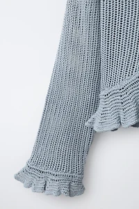 RUFFLED KNIT CARDIGAN