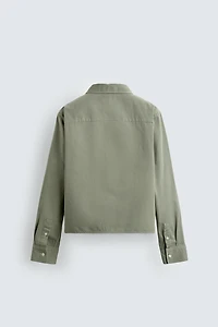 CROPPED FIT ZIP-UP OVERSHIRT